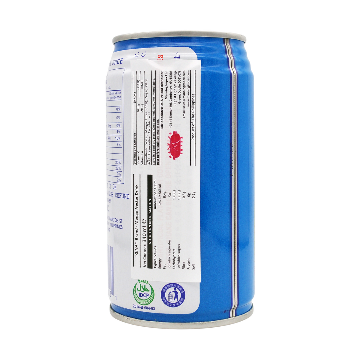 Filipino mango nectar (340ml can) by Gina Thai Food Online (authentic