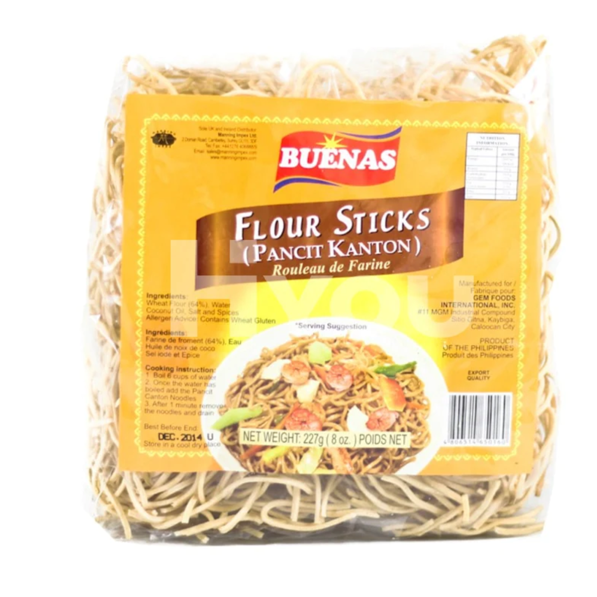 Flour Sticks (Pancit Canton) 227g by Buenas