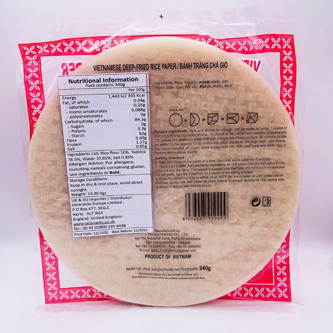 Deep Fried Rice Paper Spring Roll Wrappers 22cm 340g by Bamboo Tree ...