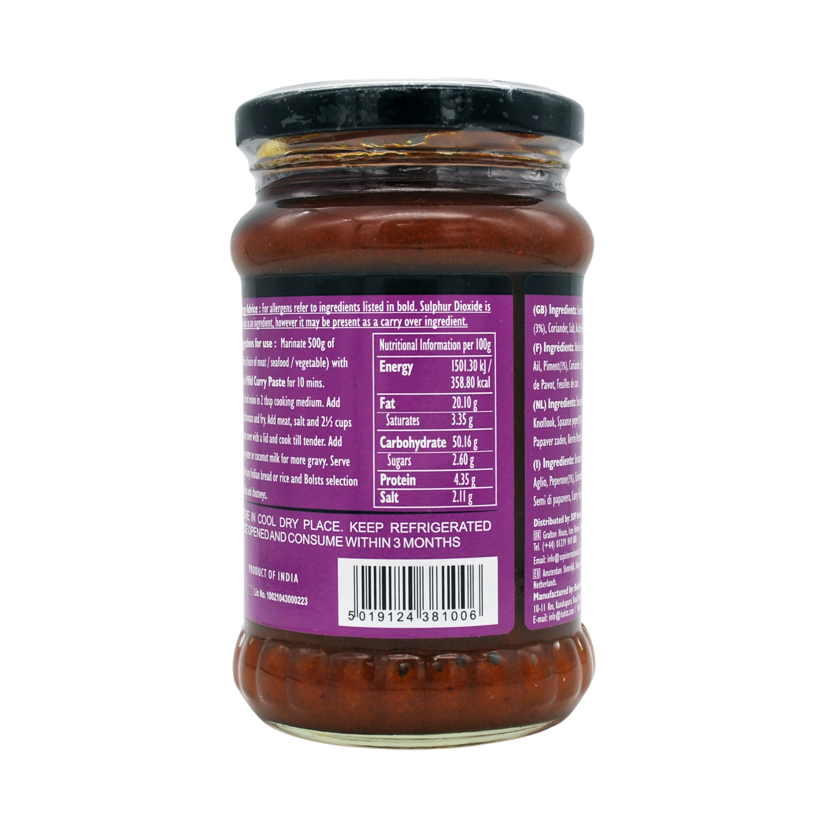Curry Paste Mild 280g by Bolst's