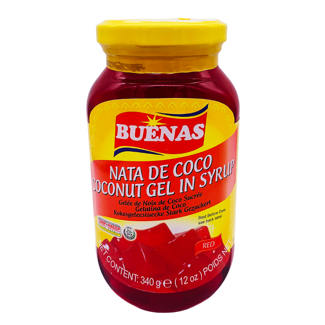 Red Coconut Gel in Syrup 340g Jar by Buenas