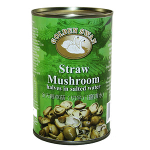 Straw Mushroom Halves in Salted Water 425g can by Golden Swan