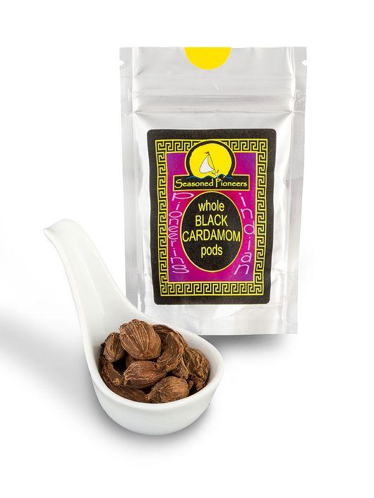 Whole Black Cardamom Pods 16g by Seasoned Pioneers