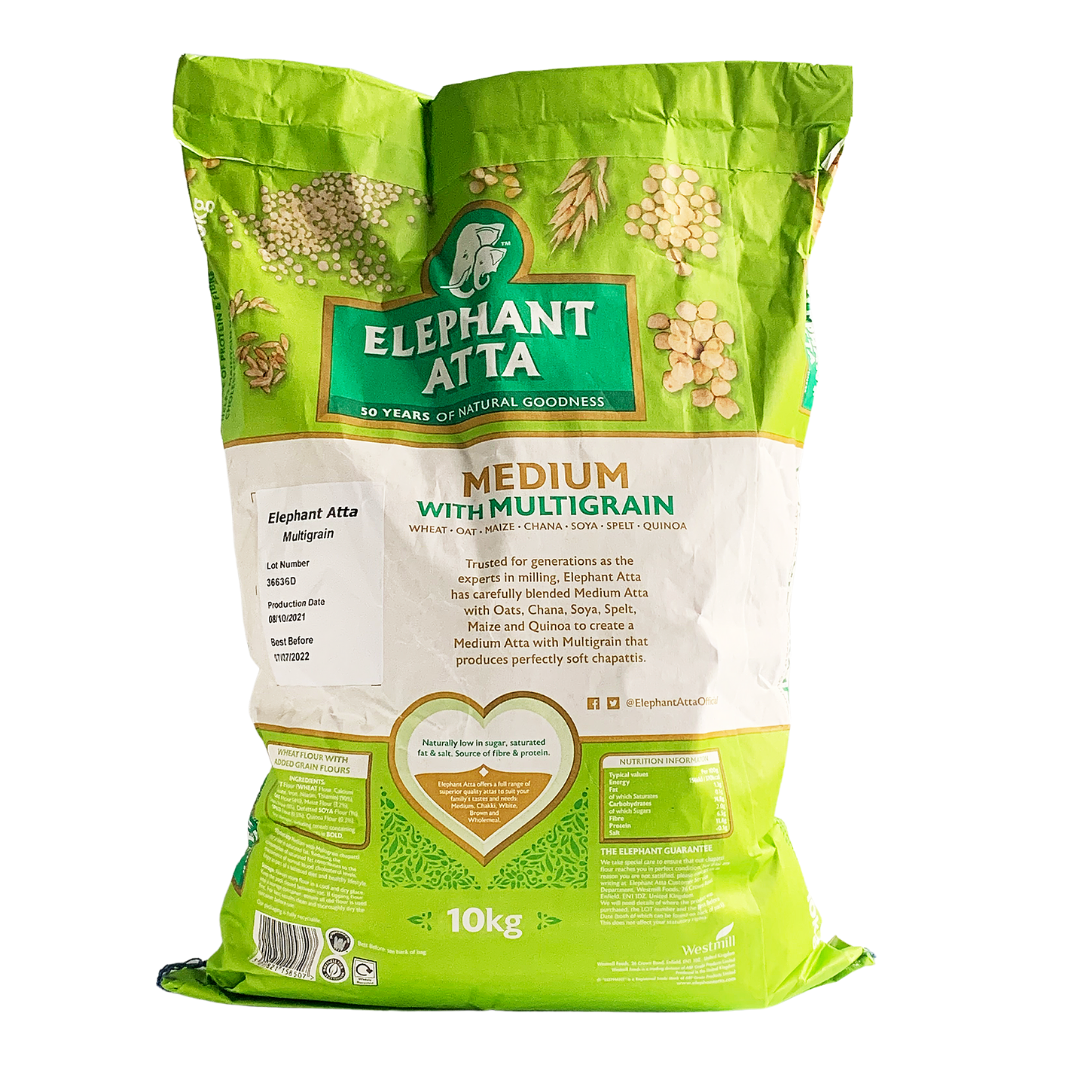 ** REDUCED ** Medium Chapatti Flour with Multigrain 10kg by Elephant Atta BB 16/11/23