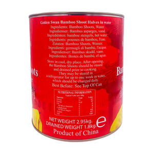 6 X 3KGS (18KGS) Bamboo Shoot Halves in Water by Golden Swan