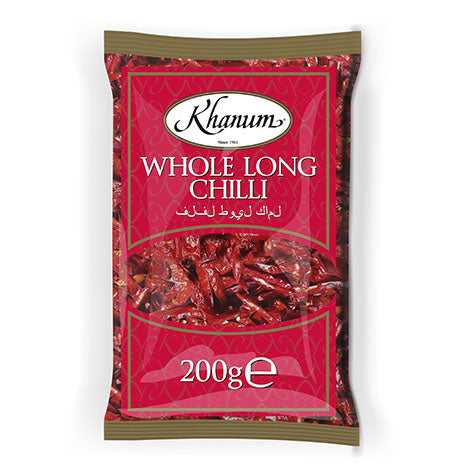 Whole Long Chilli 200g Bag by Khanum