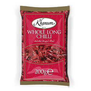 Whole Long Chilli 200g Bag by Khanum