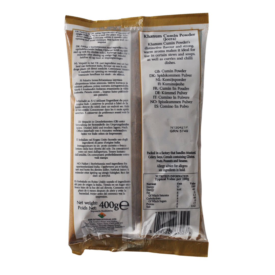 Ground Jeera (Cumin) 400g Bag by Khanum