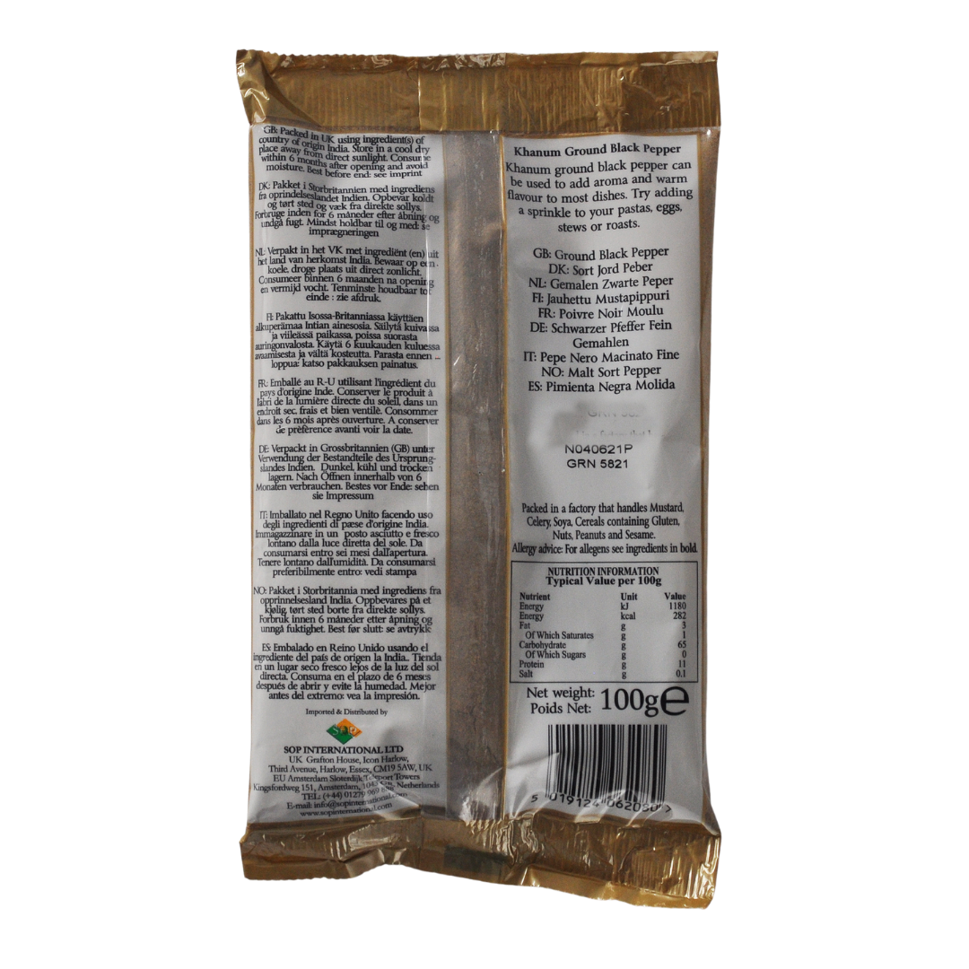 Ground Black Pepper 100g Bag by Khanum