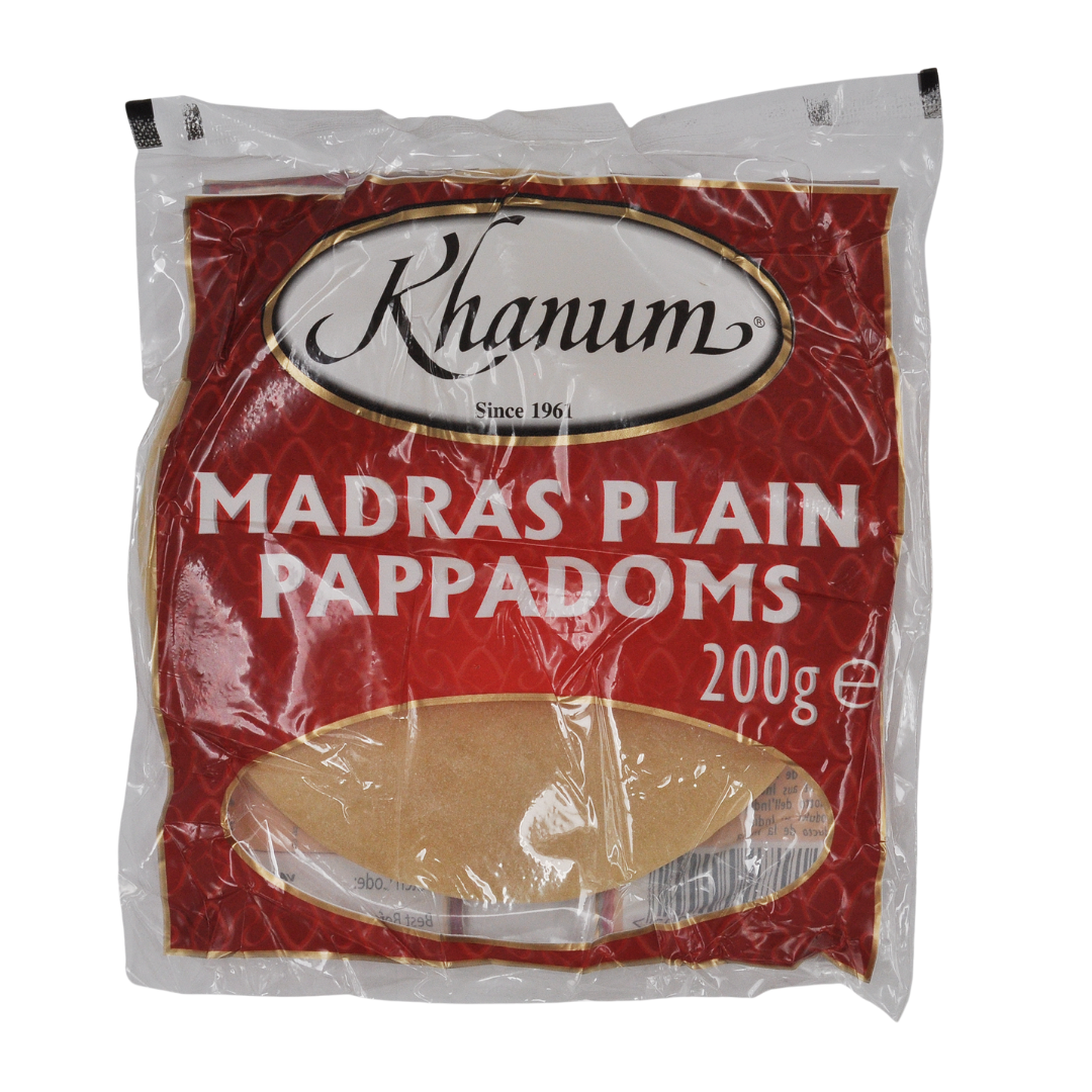 Plain Poppadoms 200g by Khanum