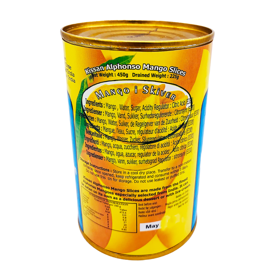 Alphonso Mango Slices in Syrup 450g Can by Kissan