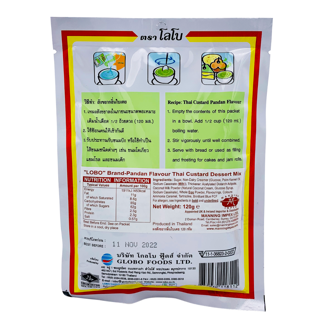 Thai Custard Mix Pandan Flavour (120g) by Lobo