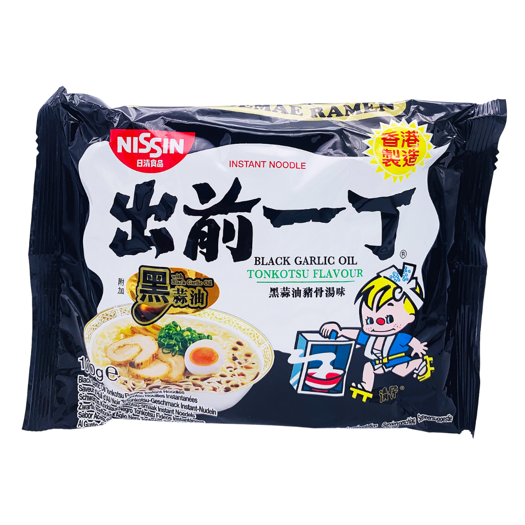 Demae Ramen Japanese Noodles Black Garlic Oil Tonkotsu Flavour 100g by Nissin