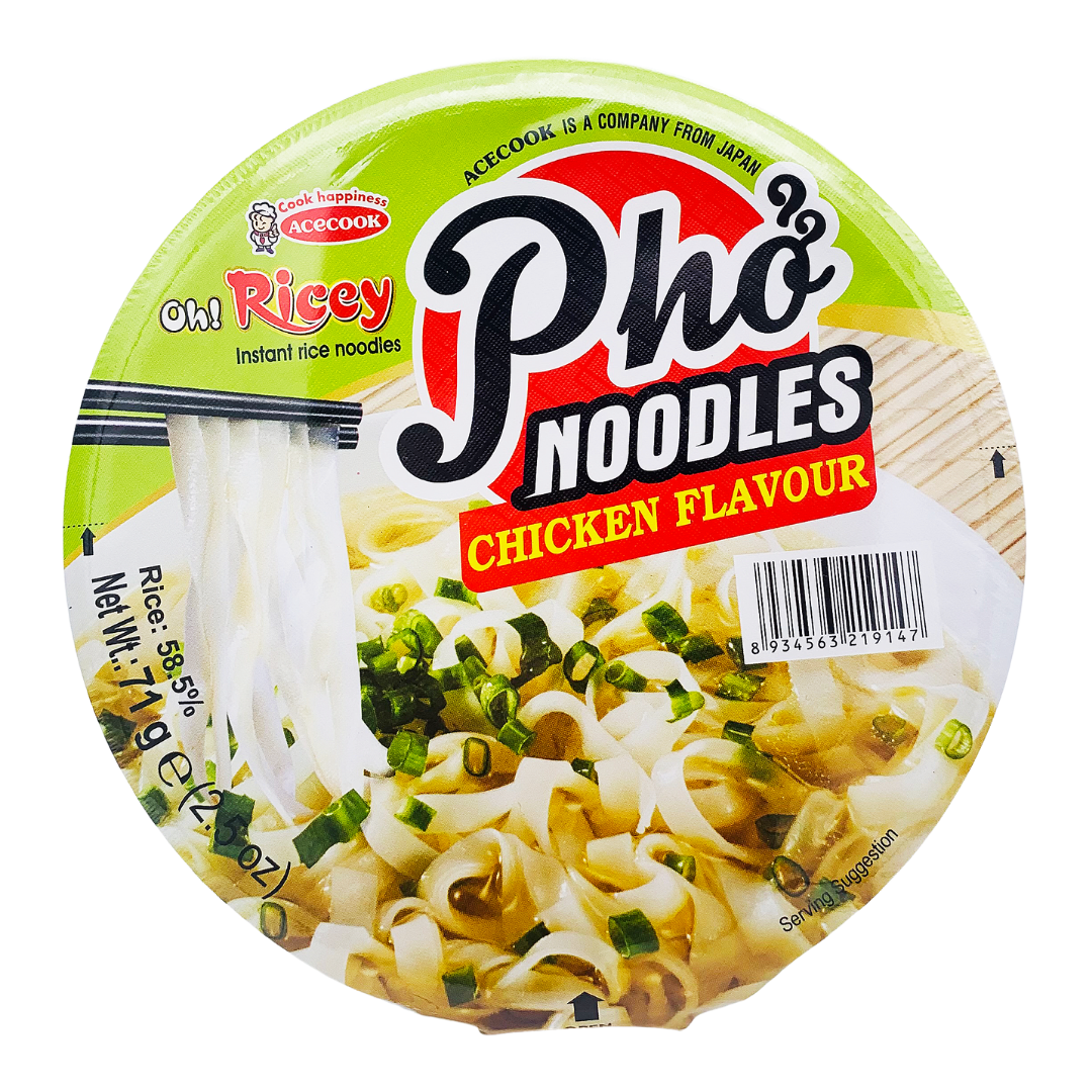 Chicken Flavour Instant Rice Pho Bowl Noodles 71g by Oh Ricey Thai Food Online authentic Thai supermarket