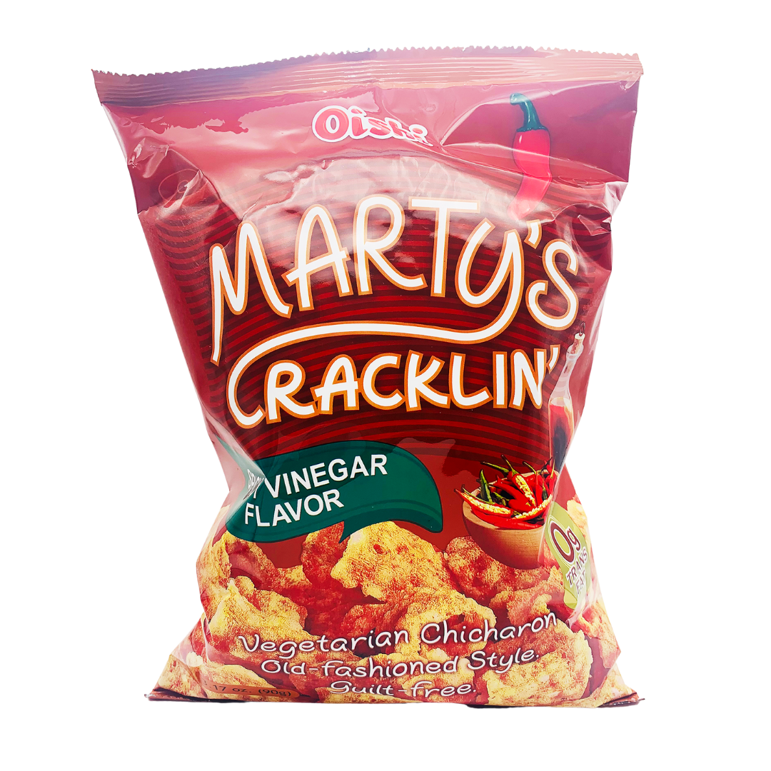 Marty's Cracklin Vegetarian Chicharon Spicy Vinegar Flavour 90g by Oishi