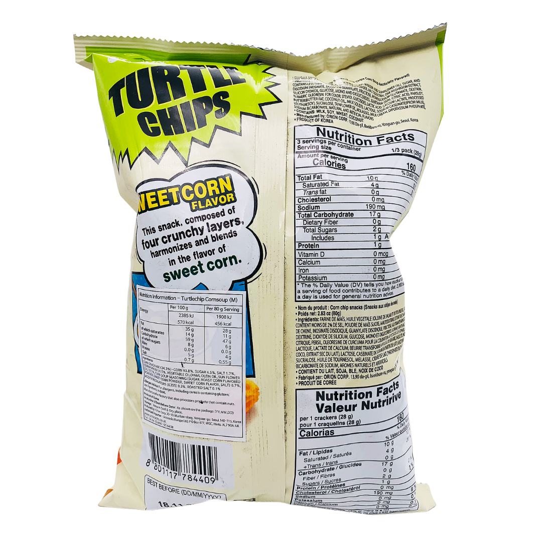 Turtle Chips Sweetcorn Flavour Crisps 80g by Orion