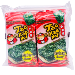 Roasted Seaweed Korean Style Spicy Flavour Seasoned Laver 8 x 2g (16g) Packs by Tao Kae Noi
