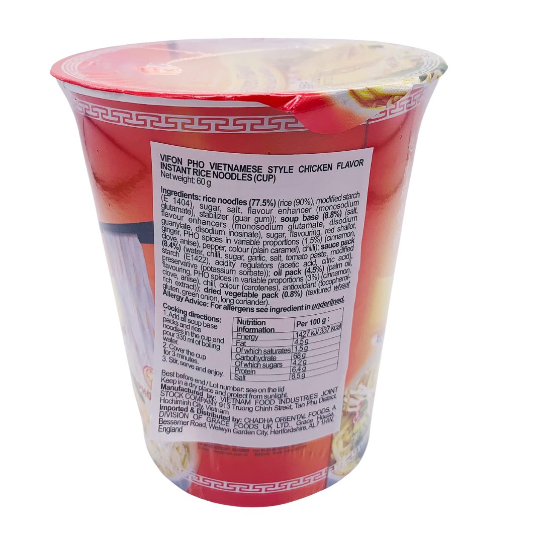 Chicken Flavoured Instant Noodle Cup Pho Vietnamese Style 60g by Vifon