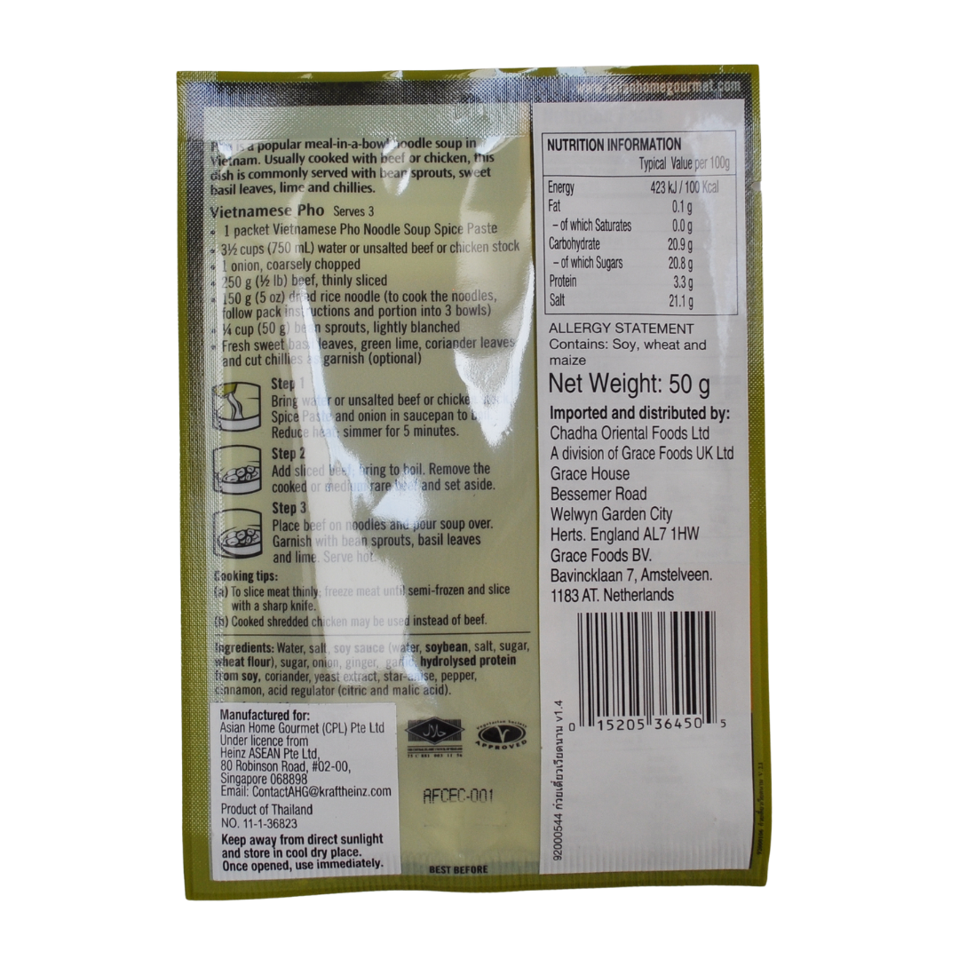 Vietnamese Pho Noodle Soup Spice Paste Packet 50g by AHG