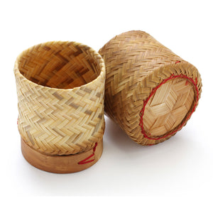 5" Thai Bamboo Sticky Rice Container Holder Basket