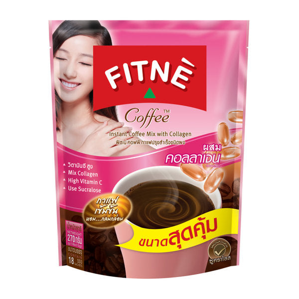 3 in 1 Instant Coffee Mix with Collagen - 10 x 15g Sticks 150g by Fitne