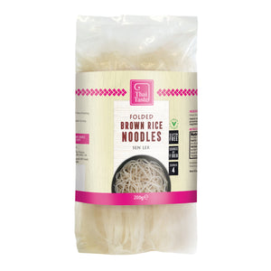 Thai Folded Brown Rice Noodles (Sen Lek) 200g by Thai Taste