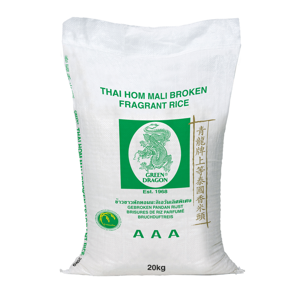 Broken Thai Fragrant Jasmine Rice 20kg by Green Dragon