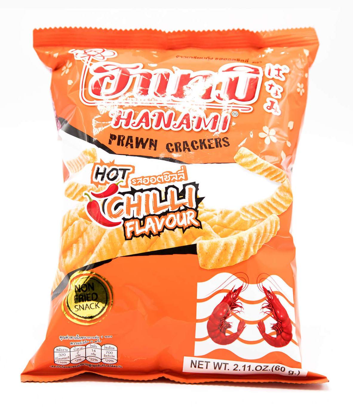 Thai Prawn Cracker Hot Chilli 60g by Hanami