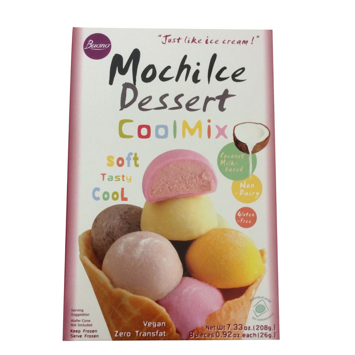 Frozen Mochi Ice Cream Dessert - Assorted Flavours (Dairy Free) 6 x 26g by Buono