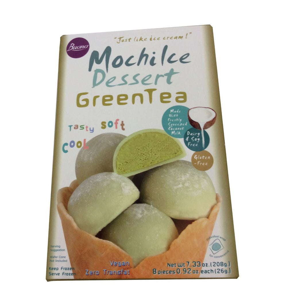 Frozen Mochi Ice Cream Dessert - Green Tea Flavour (Dairy Free) 6 x 26g by Buono