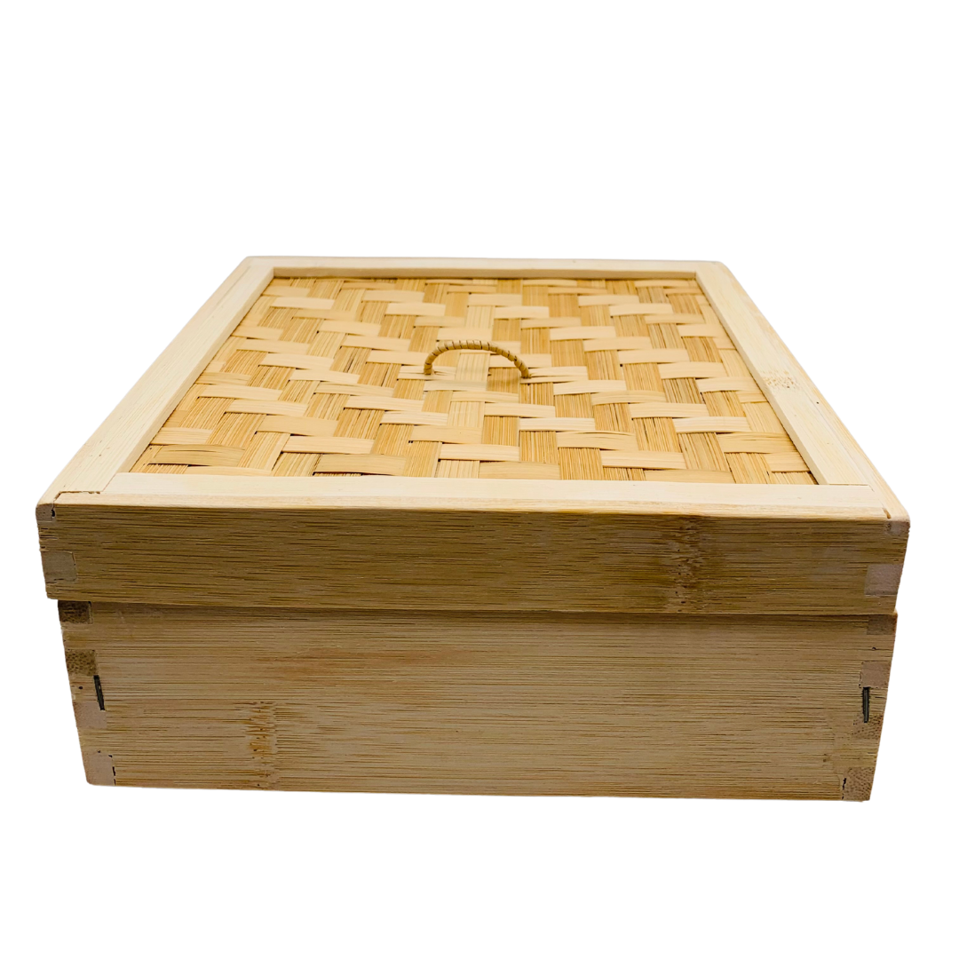 Square Bamboo Steamer with Lid 8 inches