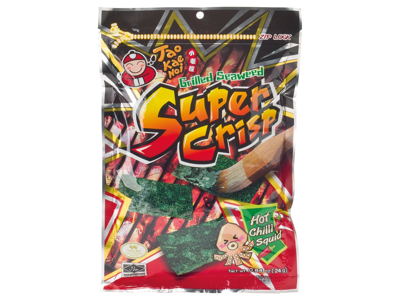 Thai Grilled Super Crisp Seaweed Hot Chilli Squid Flavour 24g by Tao Kae Noi